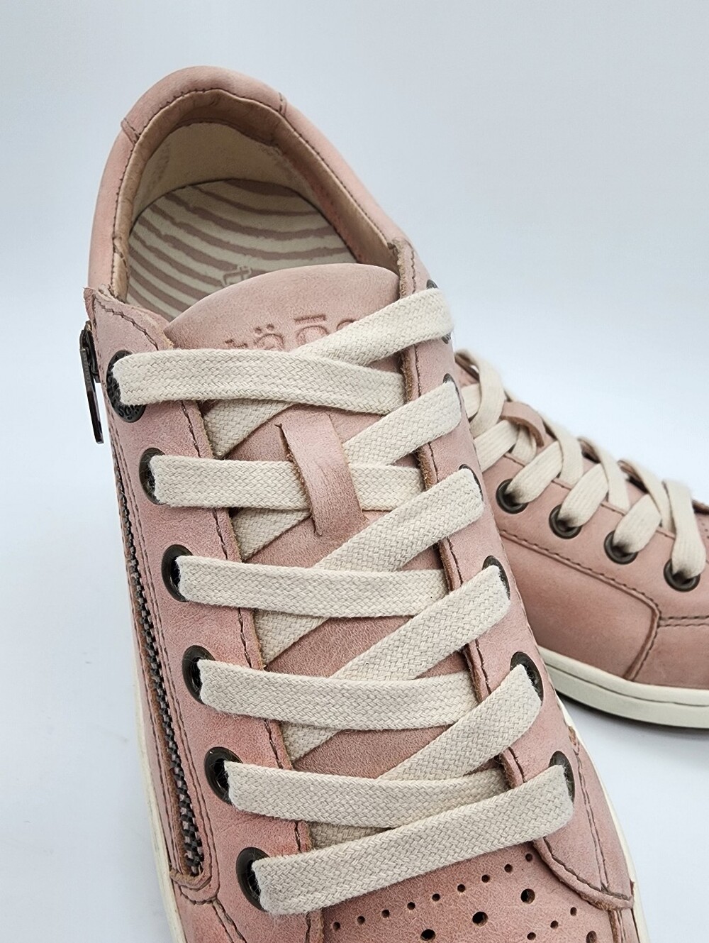 Taos Zipster Leather Sneakers Blush Pink Lace Up Zipper Size 7 - Picture 7 of 16